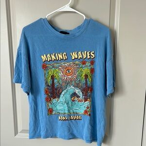 Blue Graphic T-Shirt with Surf Design